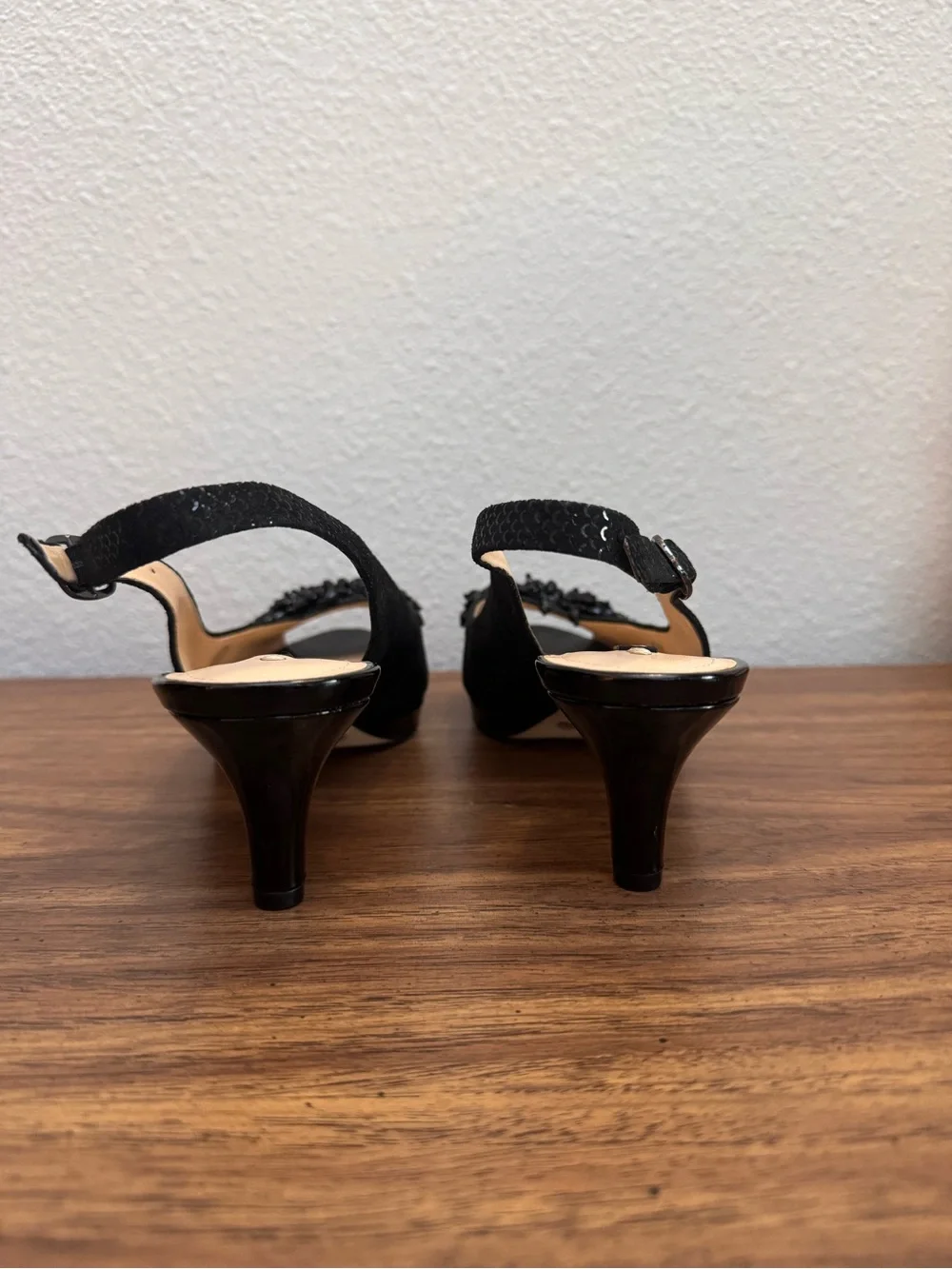 Alex Marie Slingback Jeweled Peep-Toe Heels